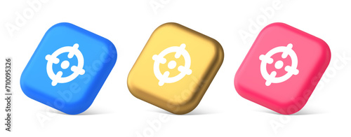 Target aim accuracy focus button application weapon shot bullseye 3d realistic isometric icon
