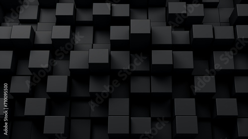 Black cubes. Black abstract geometric background with cubes