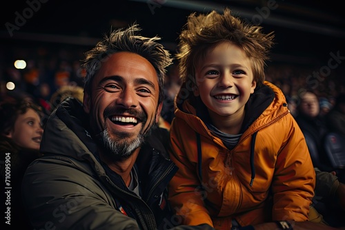 Father and son live the sports emotion together., generative IA © Lindamar