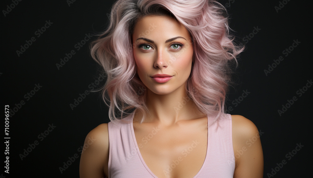 Beautiful Caucasian woman with long blond curly hair generated by AI Beautiful Caucasian woman with long blond curly hair generated by AI
