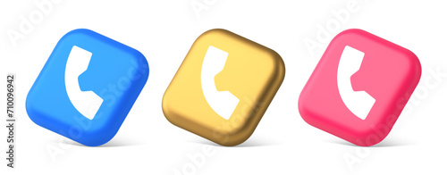 Phone call contact voice communication button web application design 3d realistic isometric icon