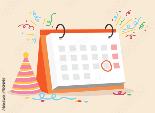 illustration, an important day has arrived, marked on the calendar, a birthday or some other holiday