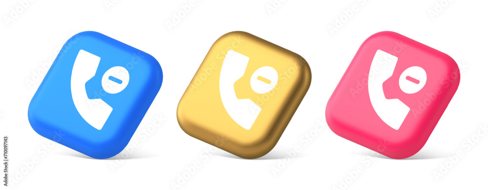 Phone call delete contact communication button voice conversation web interface app 3d isometric icon Phone call delete contact communication button voice conversation web interface app 3d isometric icon