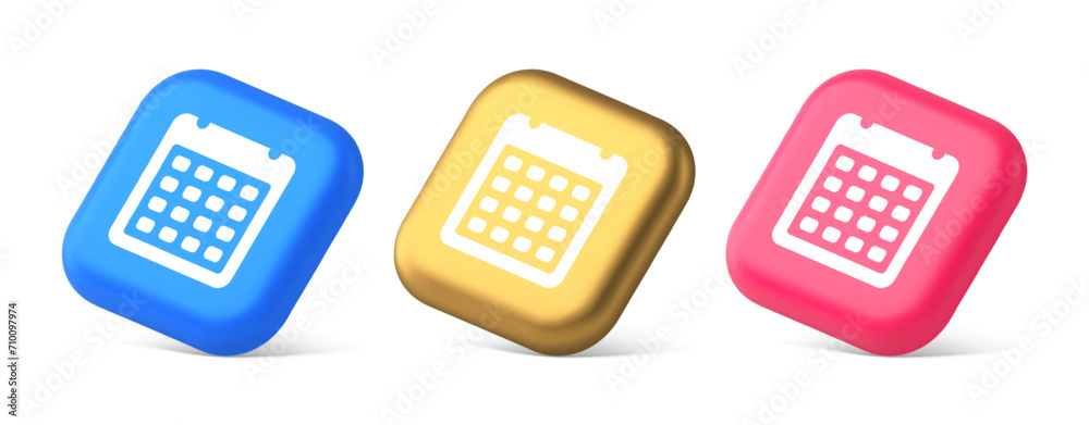 Calendar schedule button agenda event appointment reminder 3d realistic isometric icon Calendar schedule button agenda event appointment reminder 3d realistic isometric icon