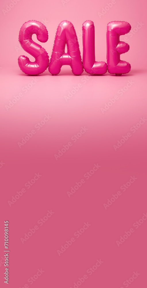 Pink Promotion: Inflatable 'SALE' Balloons on a Rosy Background Pink Promotion: Inflatable 'SALE' Balloons on a Rosy Background