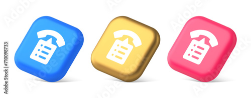 Call phone book contact list button cyberspace friends information communication 3d isometric icon