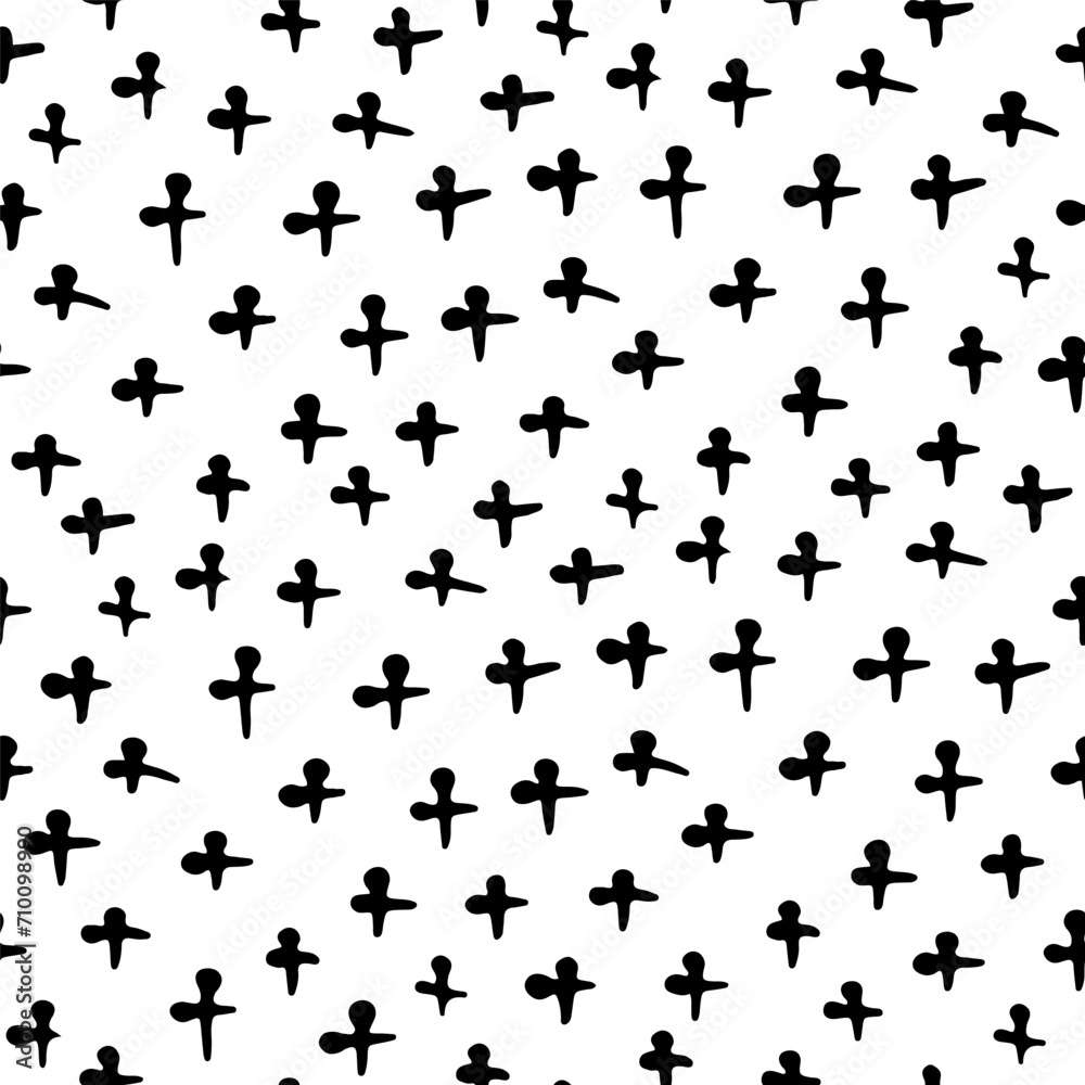 Seamless pattern with hand drawn the cross shaped. Vector illustration.