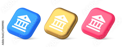 Museum antique building columns button gallery mythology civilization house 3d realistic isometric icon