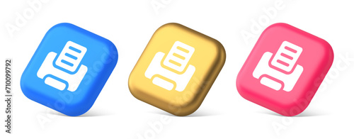 Printer machine device for paper document print button ink printout technology 3d isometric icon