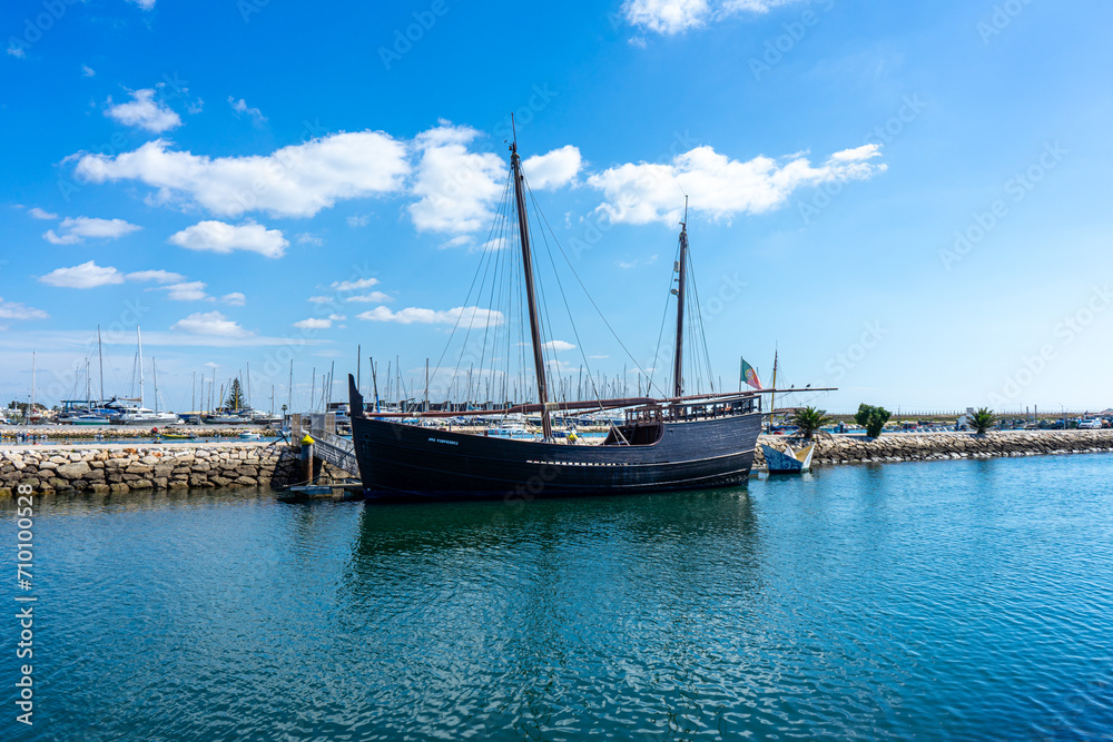Ships and boats in port in Lagos, Portugal