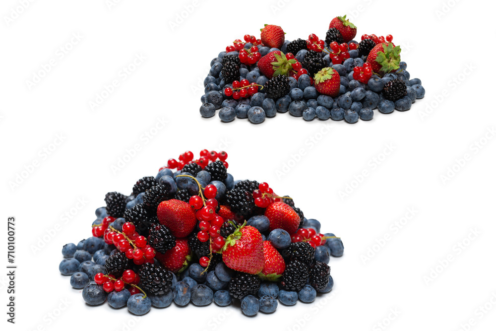 Blackberry, raspberry, blueberry, red currant and mint background. Blackberry, raspberry, blueberry, red currant and mint background.