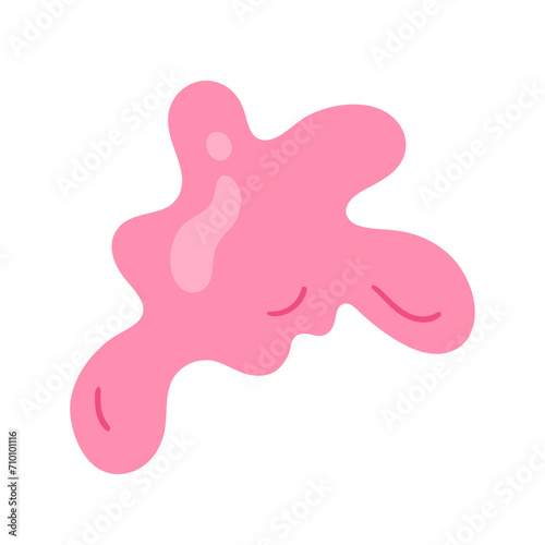 Used chewing gum. Piece of chewed pink bubble gum. Used product, trash. Vector illustration in cartoon style. Isolated white background.