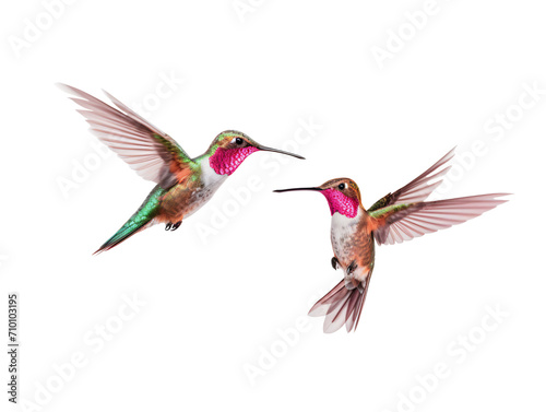 a couple of hummingbirds flying photo