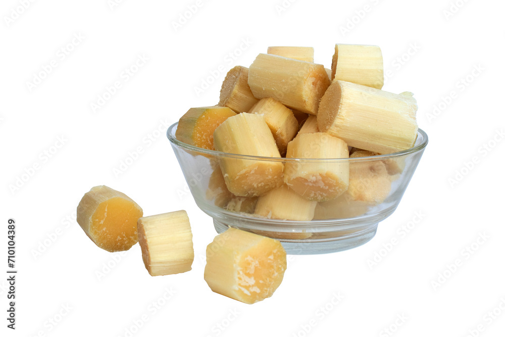 Sugarcane stick Pieces in a bowl with transparent background. Sugarcane stick Pieces in a bowl with transparent background.