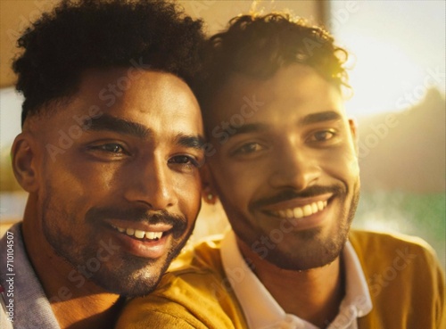 Indian LGBT gay couple together at home
