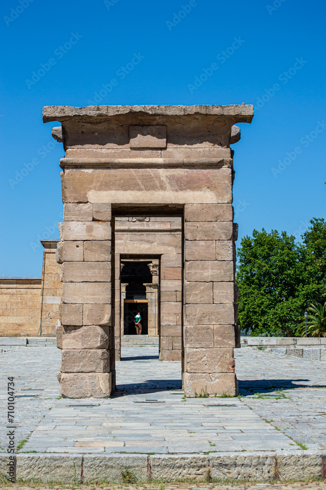 Temple of Debod is an ancient Egyptian temple rebuilt in the center in Madrid, Spain