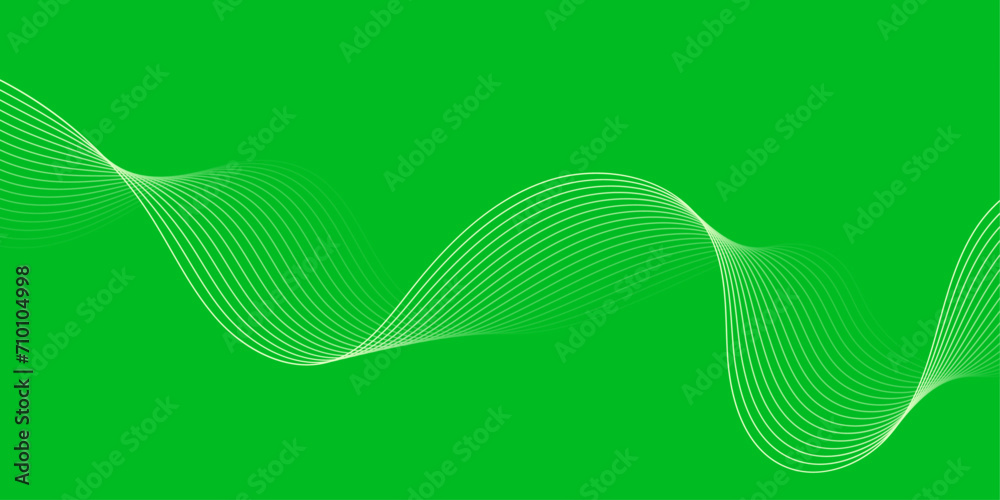 Abstract background with waves for banner. Medium banner size. Vector background with lines. Element for design isolated on green. Green color. Nature, eco. Brochure, booklet