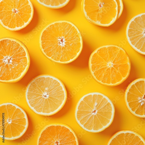 Freshly cut orange rings on an orange background