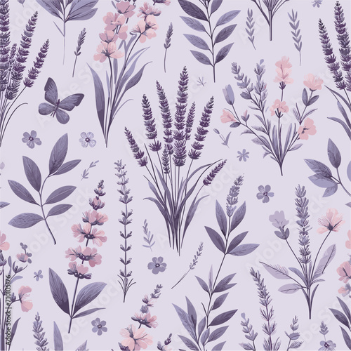 Lavender pattern, seamless floral pattern.