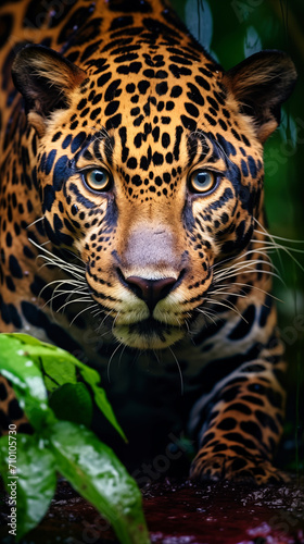 Portrait of a jaguar in the jungle, Panthera onca 