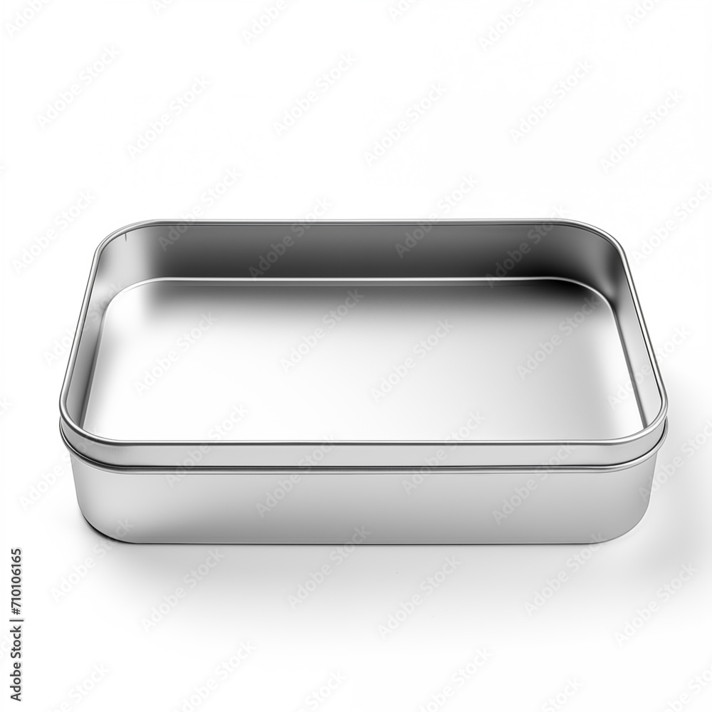 Rectangular tin box. Metal box for various purposes. Isolate on a white back Rectangular tin box. Metal box for various purposes. Isolate on a white back