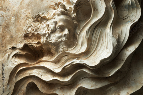 mesmerizing relief sculpture emerges from a block of stone photo