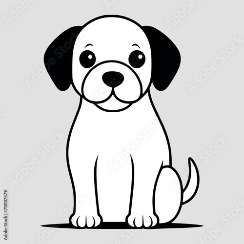 Cute dog vector black and white cartoon character design collection. White background. Pets, Animals. © saju1993