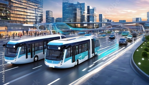 Transportation and technology concept. ITS (Intelligent Transport Systems). Mobility as a service. photo