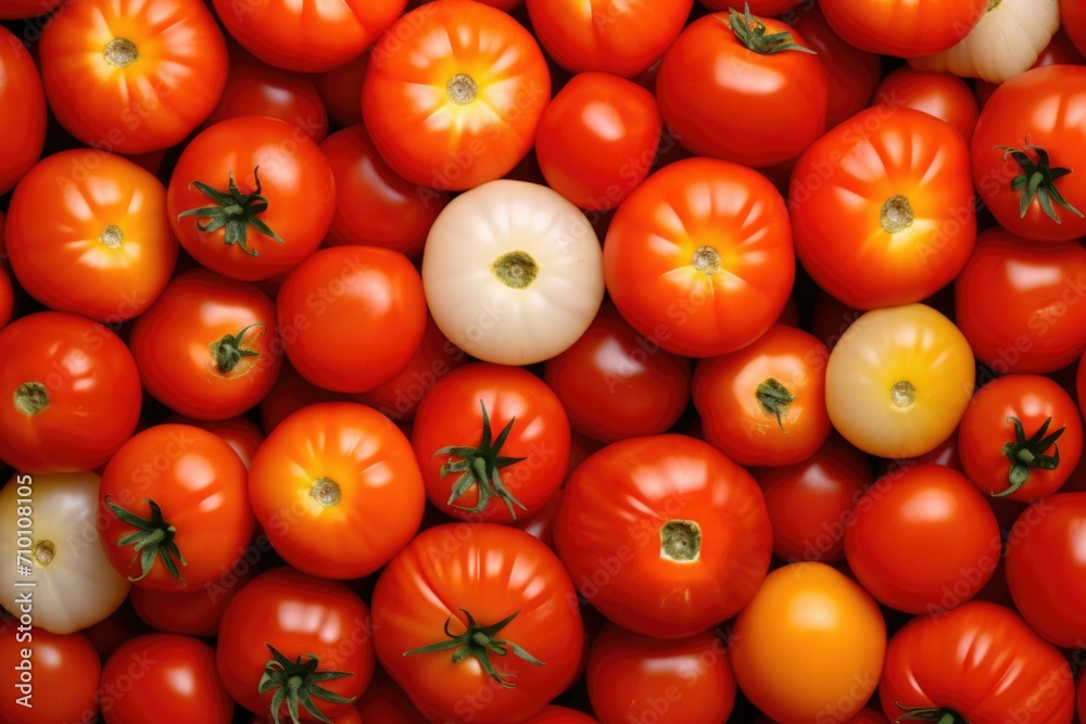 A large pile of tomatoes with white and red tomatoes. Generative AI. A large pile of tomatoes with white and red tomatoes. Generative AI.