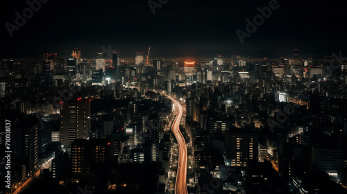 A bustling Tokyo skyline at night, neon lights illuminating the streets, a blend of modern skyscrapers and traditional Japanese architecture, capturing the dynamic energy and cultural fusion 