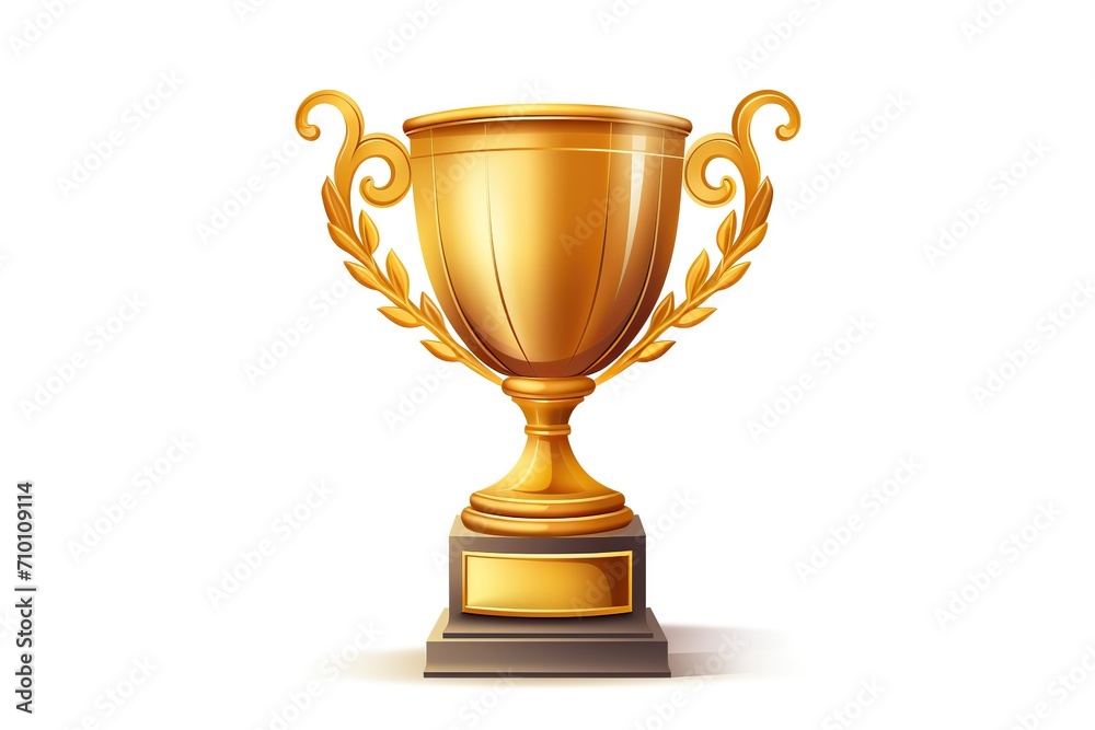 Illustration of winner's golden trophy on white background