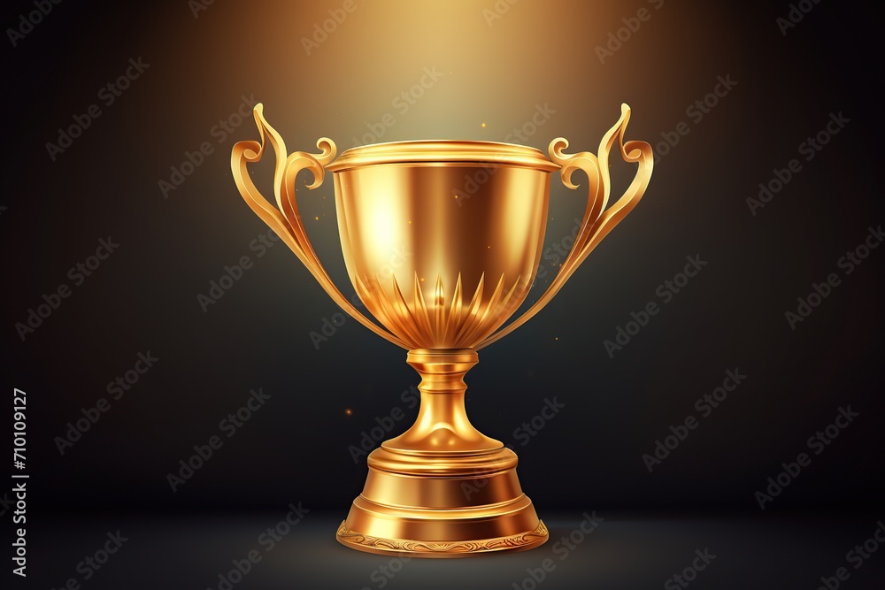 Illustration of winner's golden trophy on dark background Illustration of winner's golden trophy on dark background