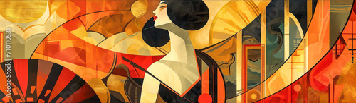 Art nouveau artwork with woman portrait