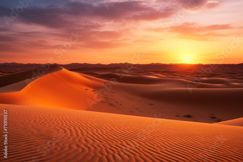 Sunset in the desert Sunset in the desert in Dubai UAE photo
