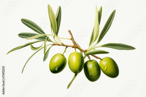 Wallpaper Mural Fresh olives with leaves close-up on white background Torontodigital.ca