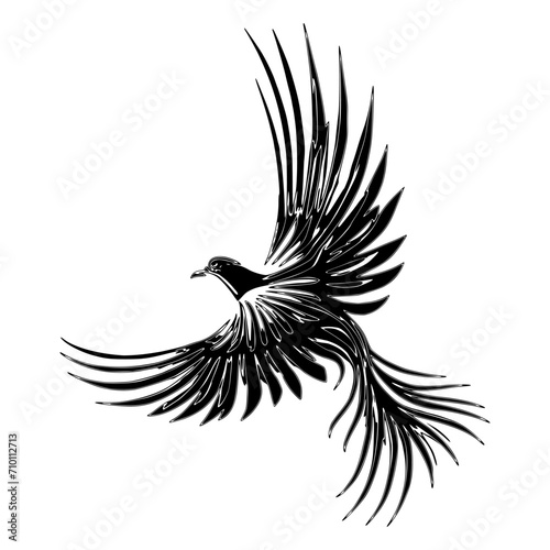 Fototapeta Naklejka Na Ścianę i Meble -  Hand-drawn vector design of a Marcella bird in mid-flight, perfect for digital or print use.