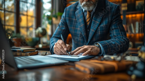 Signing papers. Lawyer, realtor, businessman sign documents.