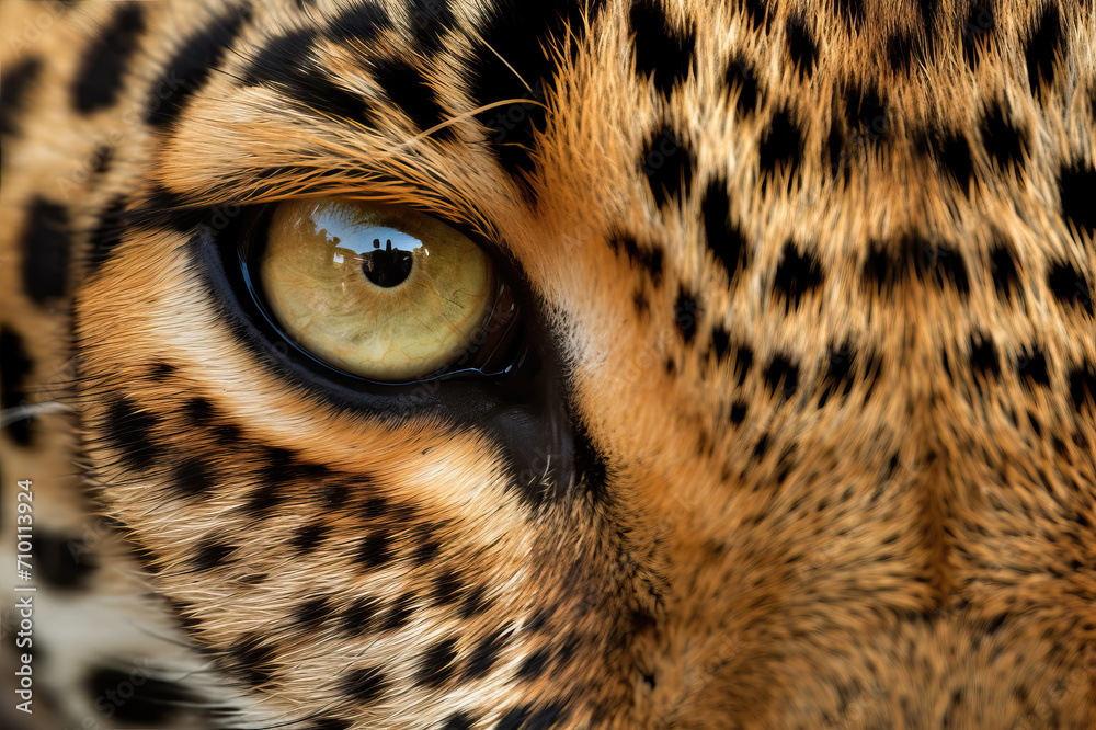 Close-up of a beautiful leopard eye. Amazing Wildlife