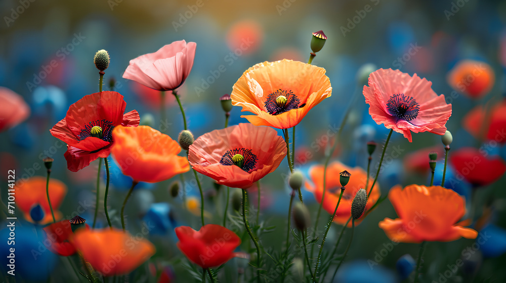 Fototapeta premium Poppy Flowers in the Field.