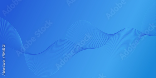Fototapeta Naklejka Na Ścianę i Meble -  Abstract background with waves for banner. Medium banner size. Vector background with lines. Blue color. Water, ocean, winter. Brochure, booklet