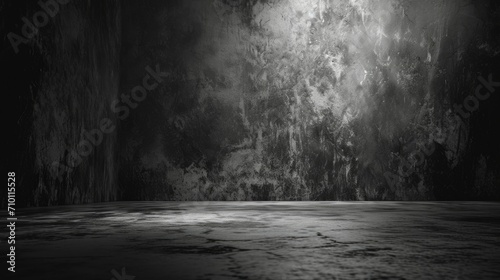 Abstract dark grunge room with concrete wall and floor