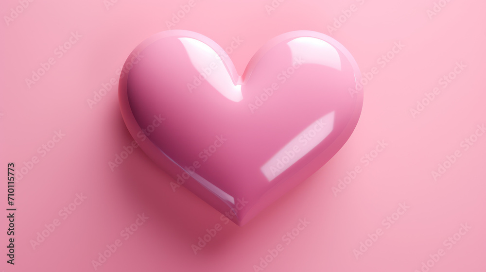 perfect pink shiny  heart on turquoise background