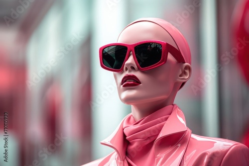 Mannequin Wearing Sunglasses and Pink Outfit Generative AI