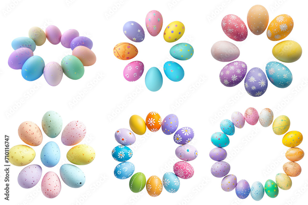 Gradation color easter eggs collection in png no background for easter festival decoration. Created using generative AI. Gradation color easter eggs collection in png no background for easter festival decoration. Created using generative AI.