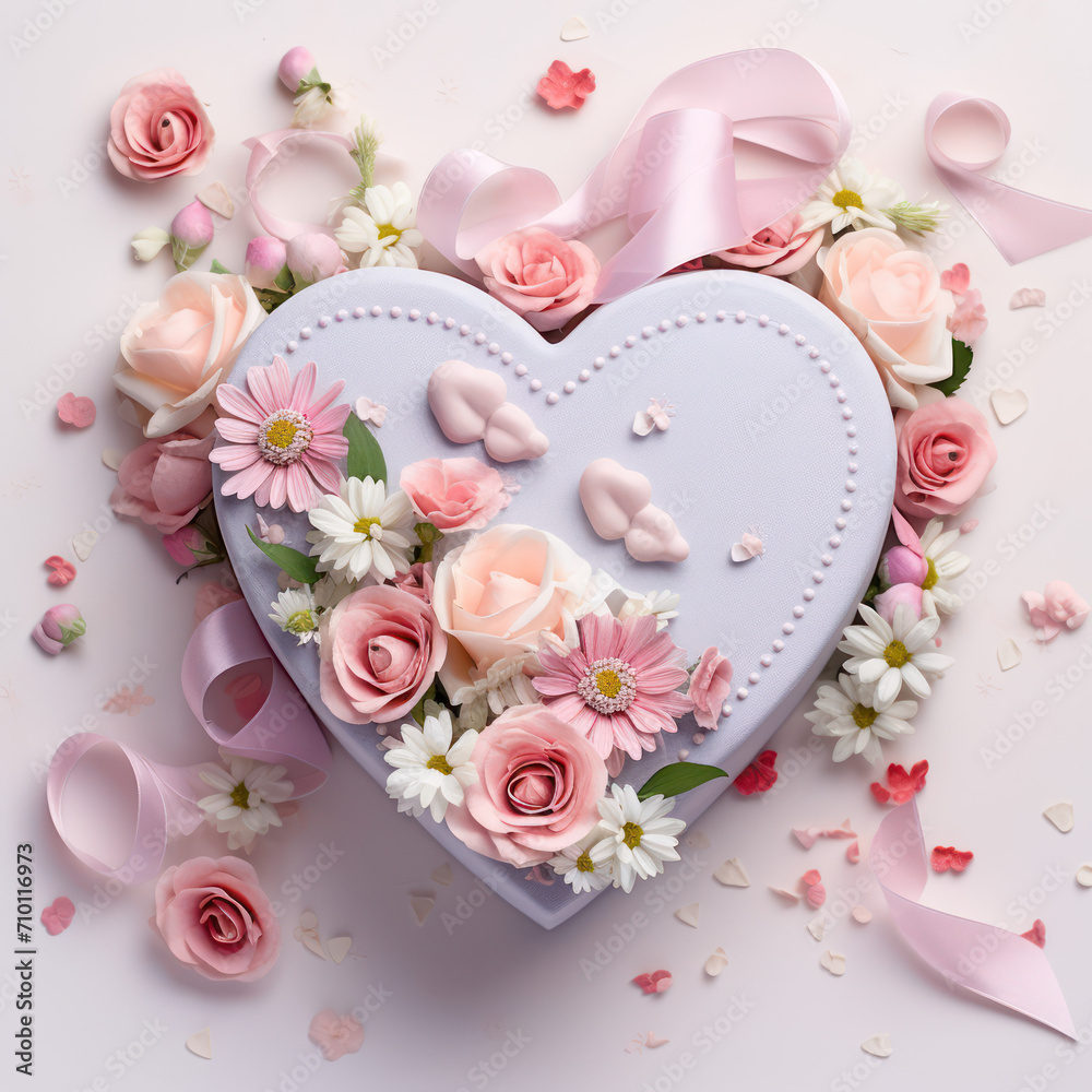 pink cookie box with decoration on valentines day cake pink cookie box with decoration on valentines day cake