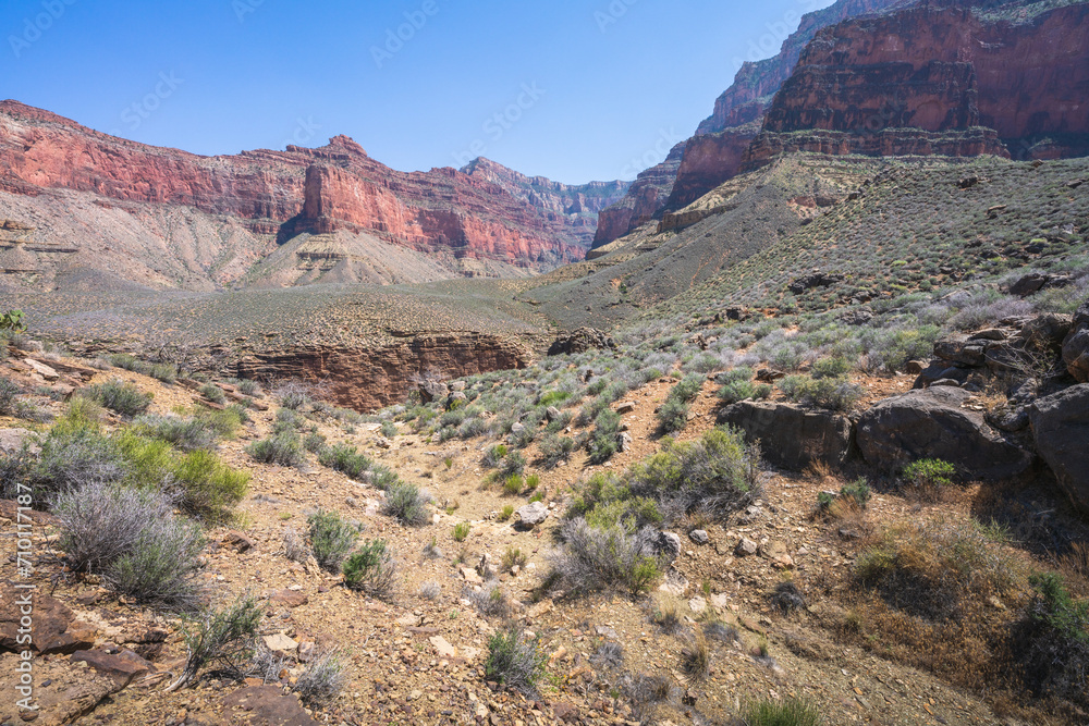 Obraz premium hiking the tonto trail in the grand canyon national park, arizona, usa