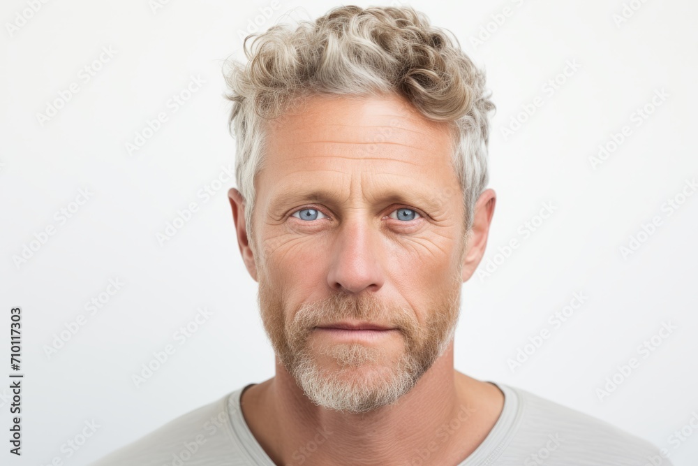 Portrait of handsome mature man with blond hair and beard looking at camera. Portrait of handsome mature man with blond hair and beard looking at camera.