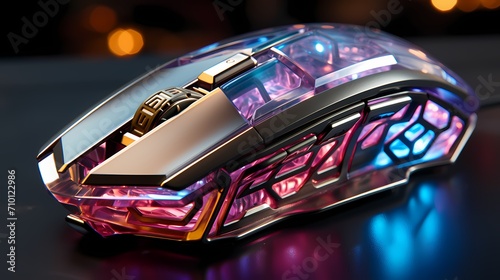 A top-down view of a gaming mouse with customizable RGB lighting zones, creating stunning visual effects ©  ALLAH LOVE