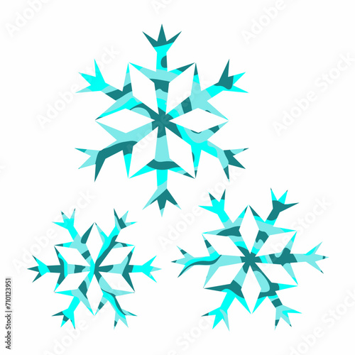 Author's design of white hexagonal vector snowflake made of wavy elements