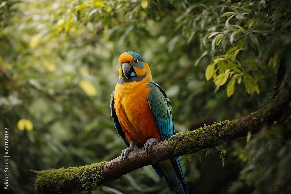 A parrot sitting on a tree branch A parrot sitting on a tree branch